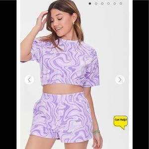 Forever21 Marble Print Crop Top & Short Set